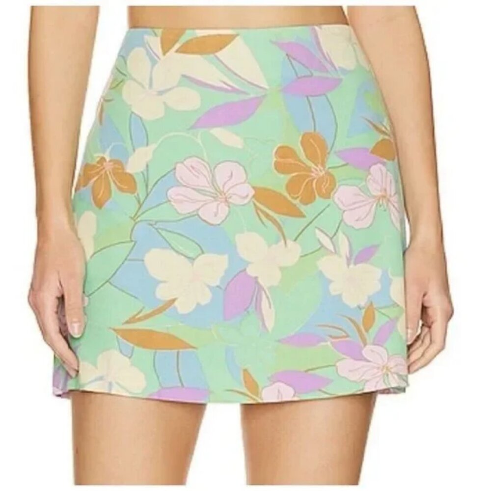SANCTUARY pastel floral print mini skirt size 14 NWT